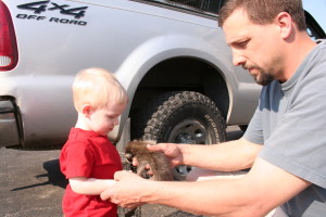 Helping out daddy